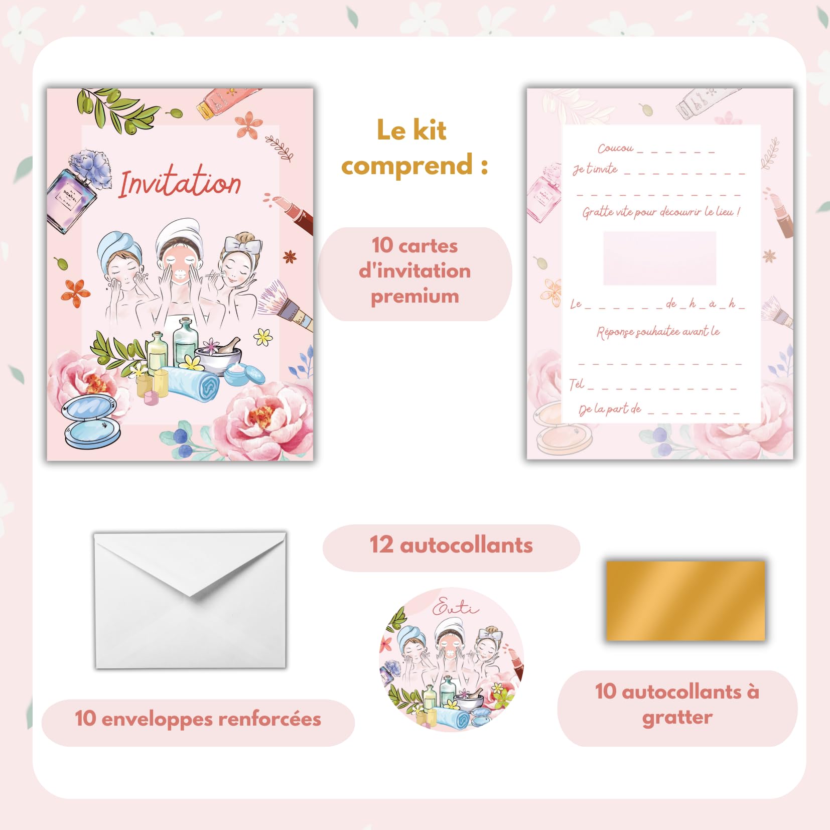 Cartes D’invitation Anniversaire à Gratter – Thème Lilo – 10 Cartes + Enveloppes + Autocollants