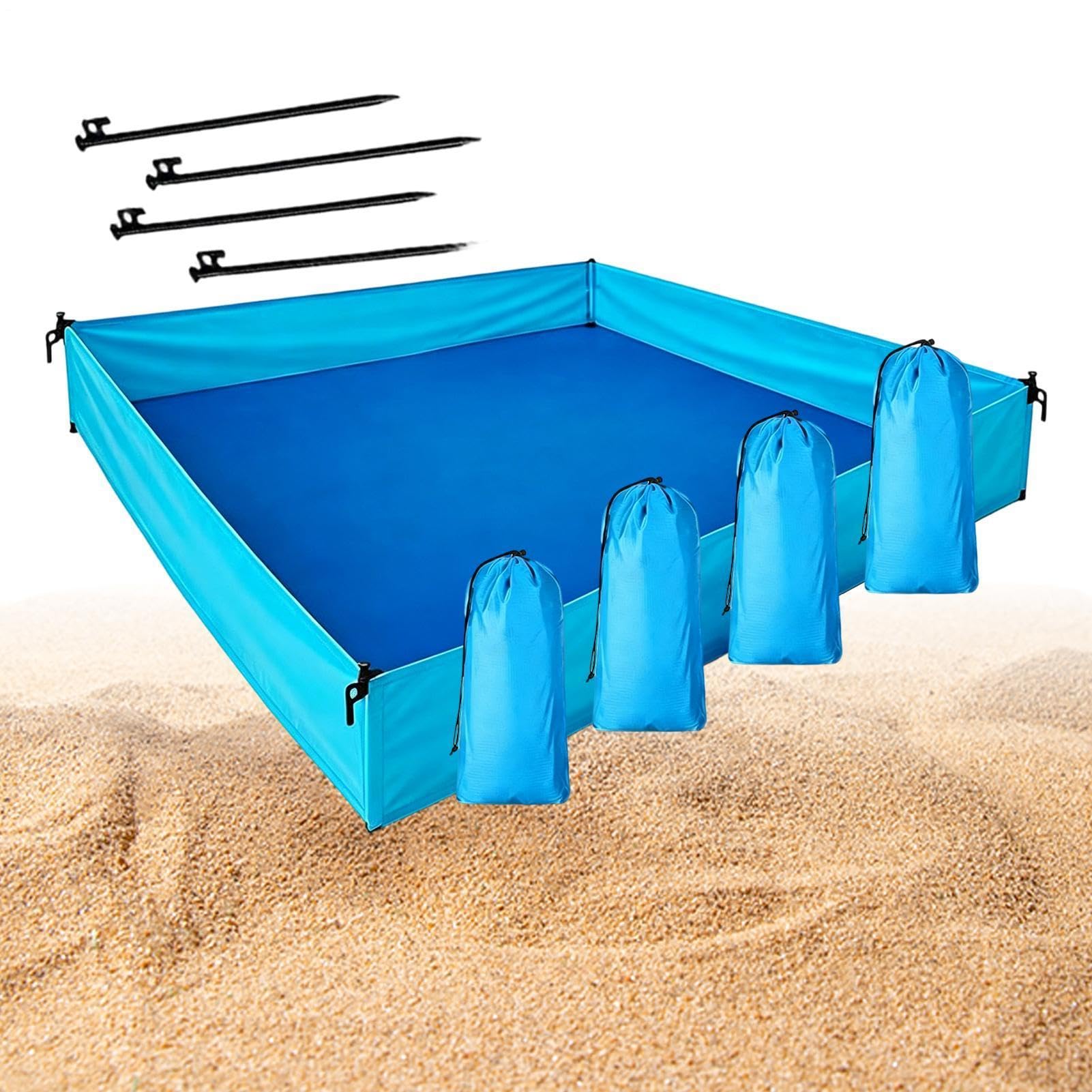 Telo Da Mare Impermeabile Anti-Sabbia,Con 4 4 Sacchetti Per Sabbia 185x145x25 Cm | Tappetino Antisabbia Da Esterno,per Viaggi Campeggio All'aperto Vacanza Giardino Prato Famiglia Libero e Cortile