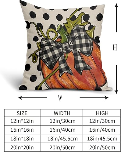 Miniatura 5 de Juego de 2 fundas de almohada de otoño de 18 x 18 pulgadas, color naranja de Acción de Gracias, para exteriores, otoño, negro, blanco, lunares,