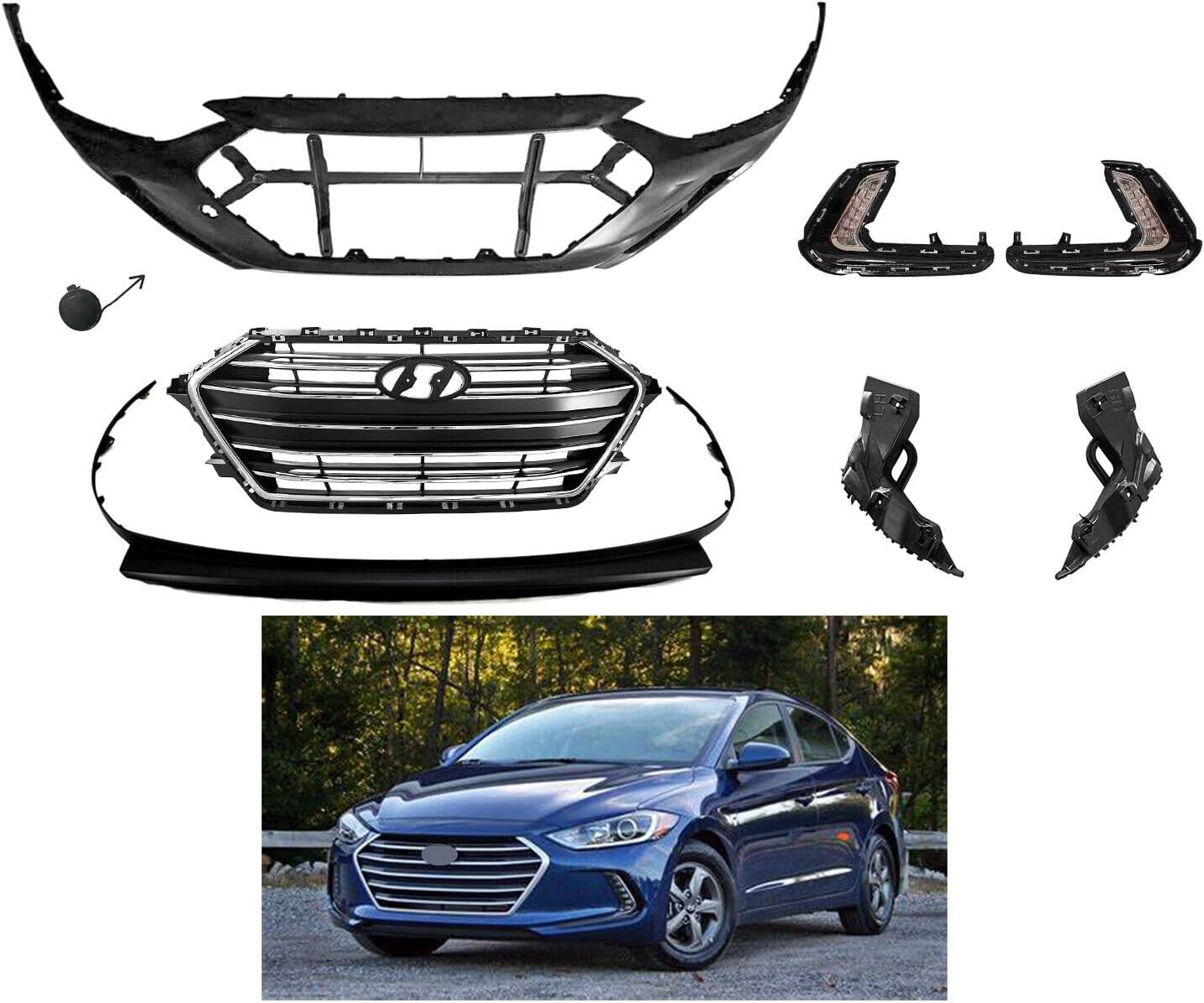 Amazon.com: LAFORMO Complete Front Bumper Cover Set Replacement for ...