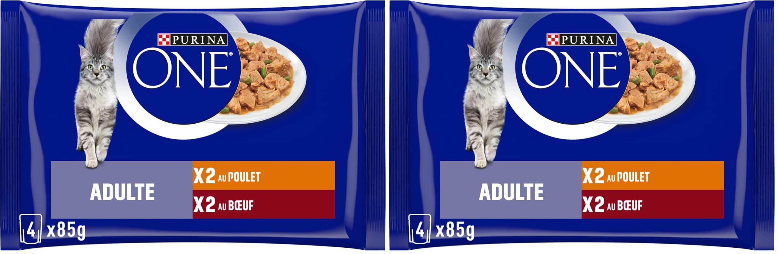 PURINA ONE | BIFENSIS | Chat Adulte | Soutien la vitalité du Chat, Les os, Les Muscles et Les articulations | Effilés en Sauce | Poulet, Boeuf | Sachets Fraîcheur | Lot de 24 (4 x 85g)