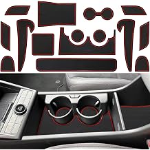 Center Console Liner for Hyundai Kona Accessories SEL Convenience, N-line, Limited 2024 2025 2026, Cup Holder Mat, Non-Slip Dust Interior, Custom Rubber Decoration Insert 15pcs, Red Trims