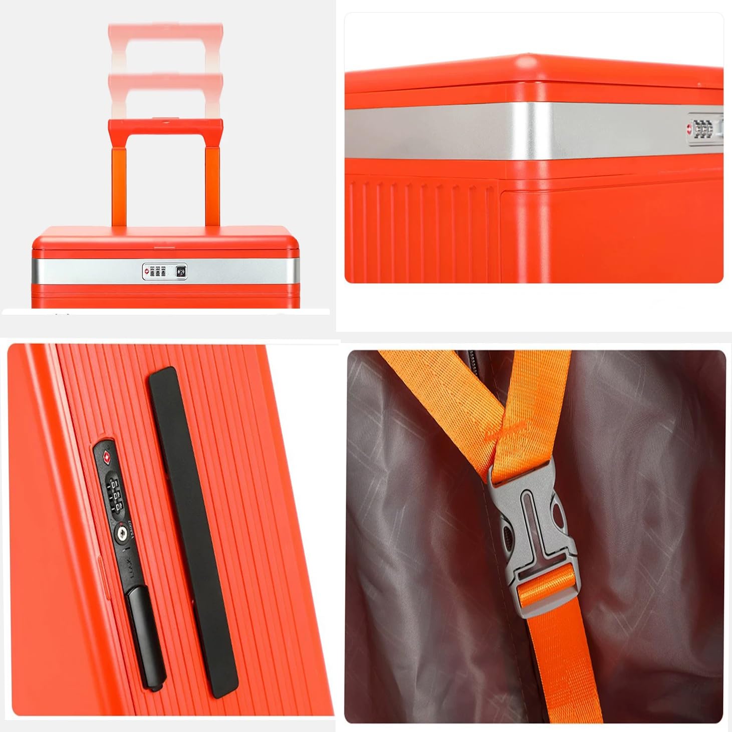 Airline-konformes Handgepäck Multifunktionaler 20-Zoll-Reisekoffer mit Reißverschluss und Hartschale Business-Koffer mit seitlicher Öffnung Aluminiumrahmen und TSA-Schloss Unisex(1 Set,9#)