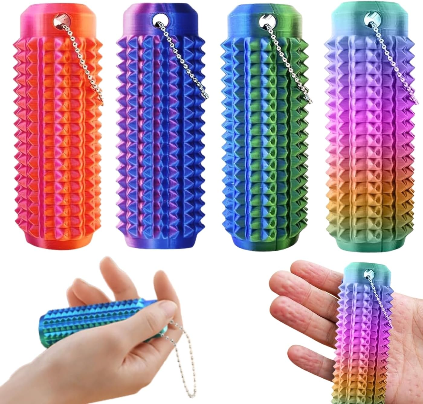 Anxiety & Stress Relief Keychain 4PCS, 3D Printed Desk & Office Focus Gadget