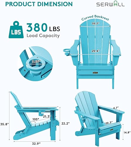 Miniatura 286 de SERWALL - Silla plegable Adirondack para patio, jardín, exterior, resistente a la intemperie, sillas para hoguera, color naranja