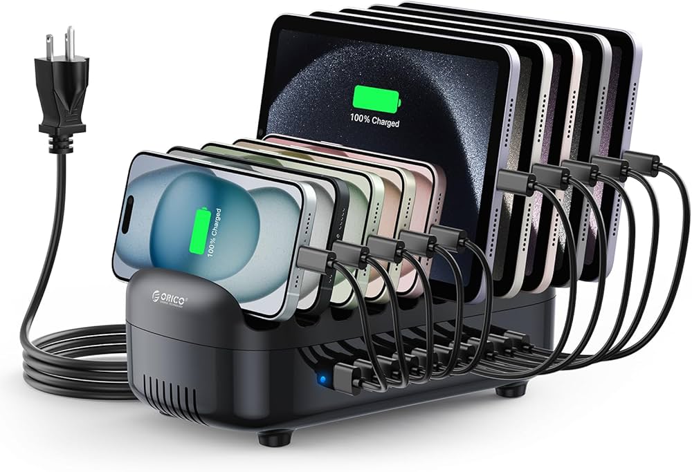 ORICO 120W Charging Station for Multiple Devices 10 Ports Smart