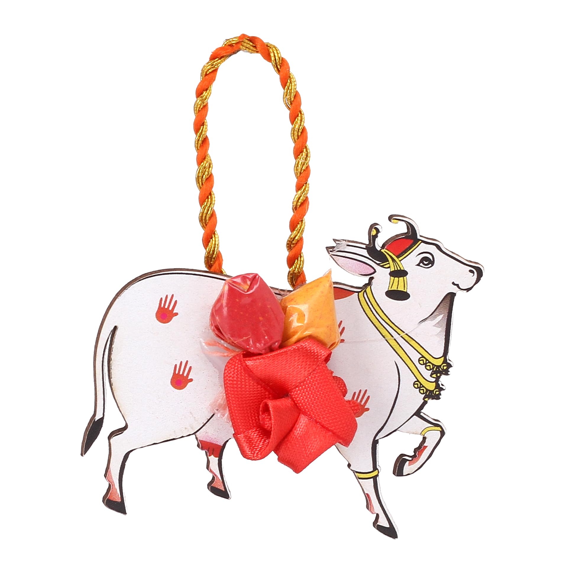 Sainik's Cow Design Shape Thamboolam Set with Pasupu Kumkum/Thambulam - Fancy Cow Set Combo with Haldi Kumkum, (11)