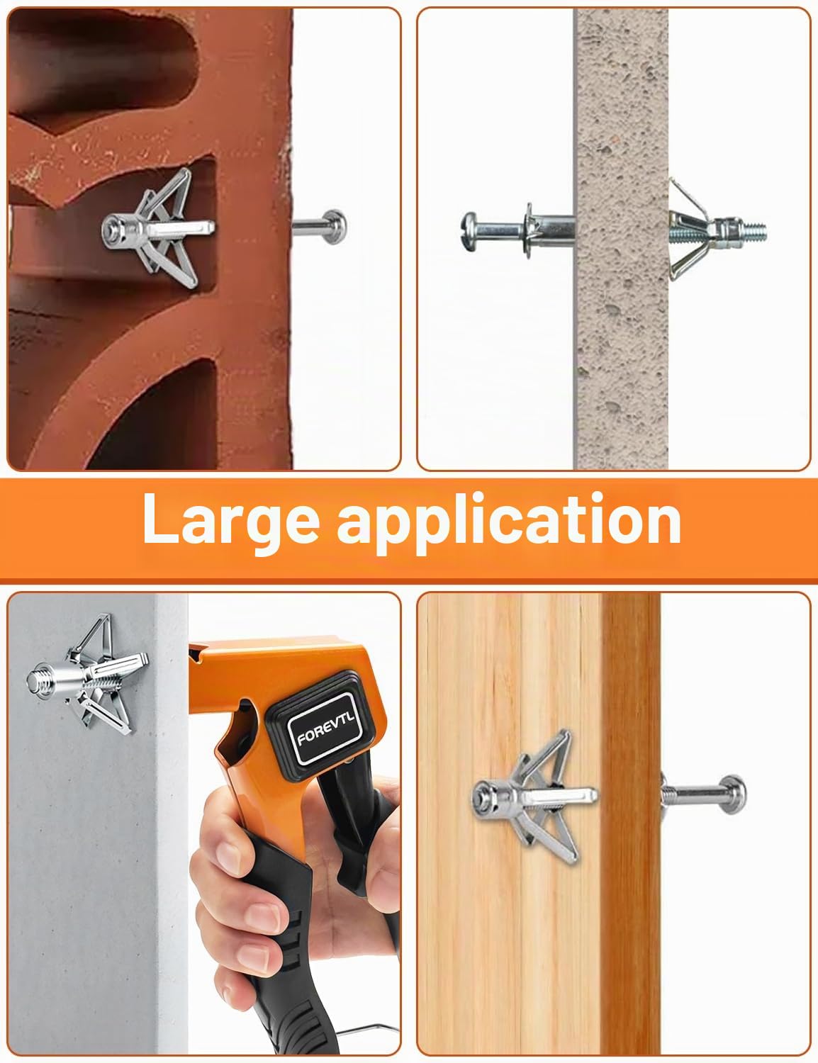 Kit Complet de 40 Pièces : Pince Professionnelle pour Chevilles Molly Métalliques avec Vis, Tailles M4/M5/M6 - pour Placo et Mur Creux