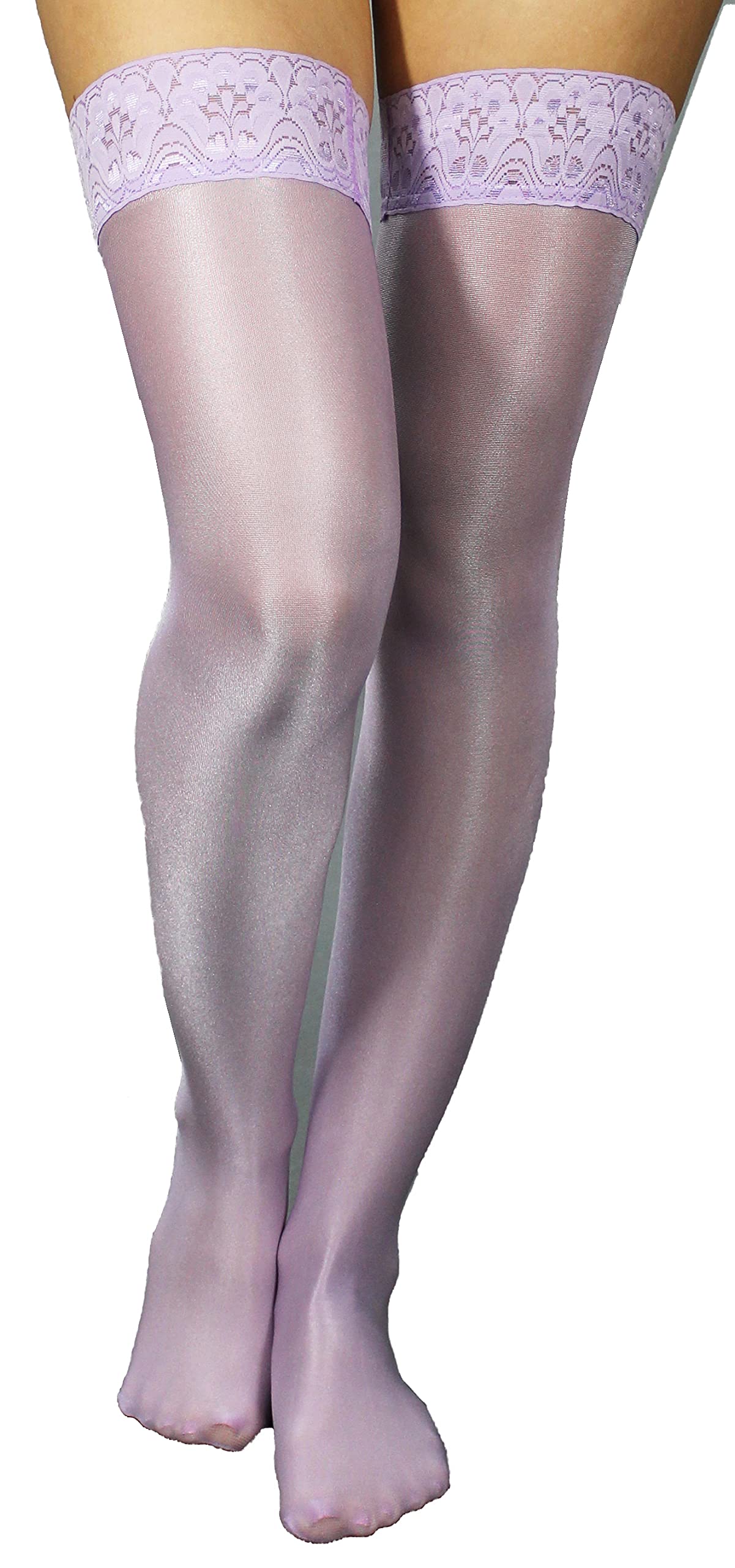 Mona's Choice Oil Shine Tall Garter Stockings/Tall Thigh Highs/Mens Sissy Garter Stockings (Garter Belts Not Included)