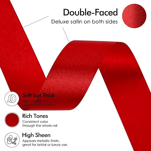 Vista 827 de MEEDEE Orange Satin Ribbon - 1.5 inch Double Faced Satin Ribbon, 50 Yards - Neon Tangerine - For Christmas, Thanksgiving, Halloween, Weddings