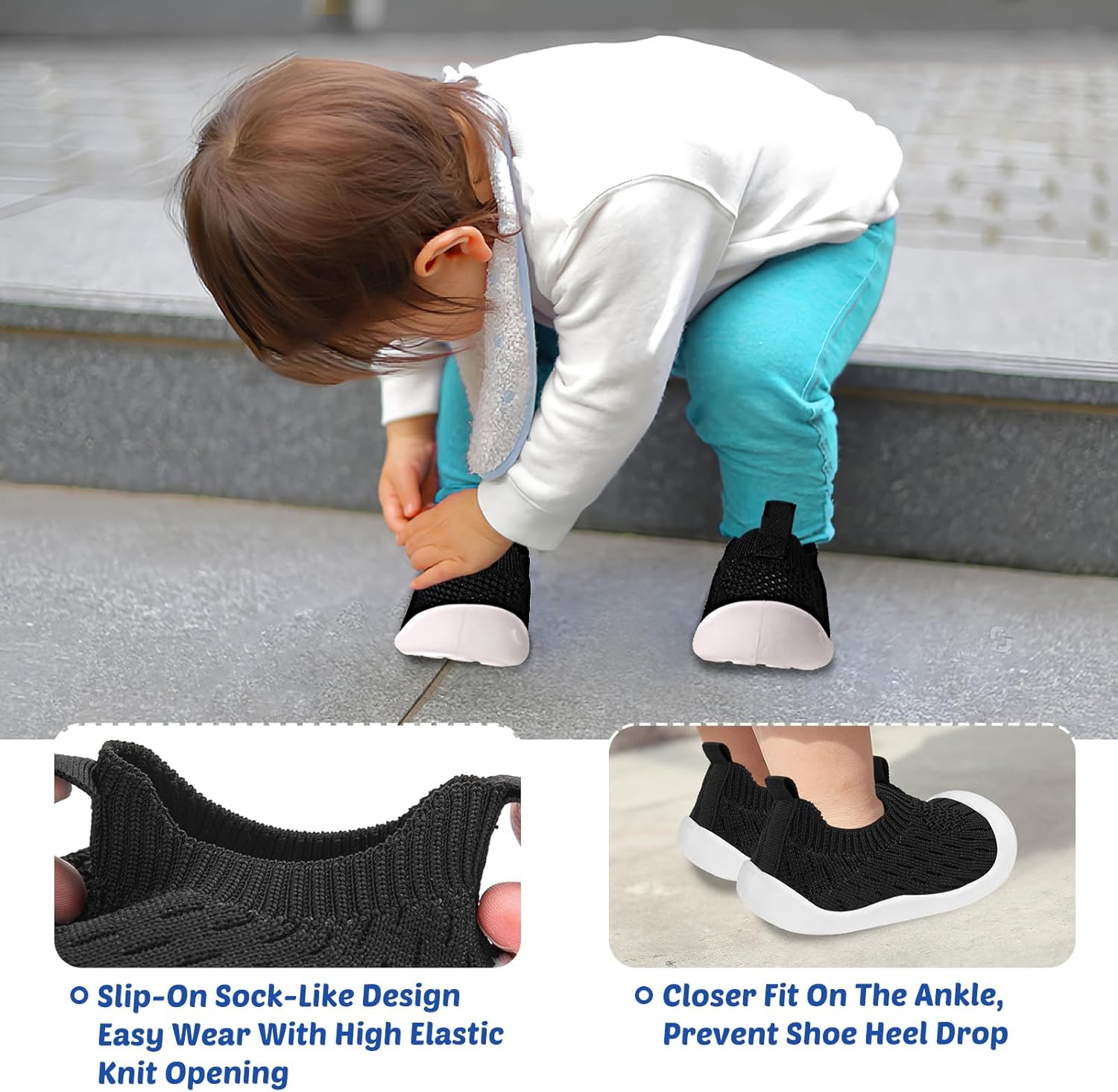 Baby Walking Shoes Toddler Girl Boy Soft Sole Breathable Cotton Canvas Shoes Infant Lightweight Non-Slip Safer Slip-on First Walkers Shoes Casual Tennis Wide Sneakers Rubber Soles Running Outdoor - Image 2