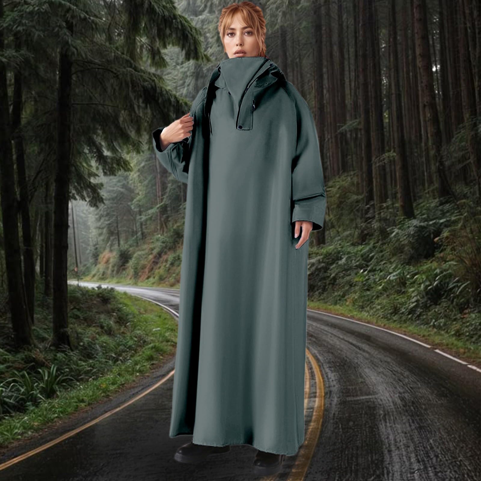Chubasquero largo para hombre y mujer, impermeable, chaqueta de bicicleta, poncho de lluvia, mono a prueba de viento, chaqueta de lluvia para bicicleta, monocolor, chaqueta de trabajo gruesa