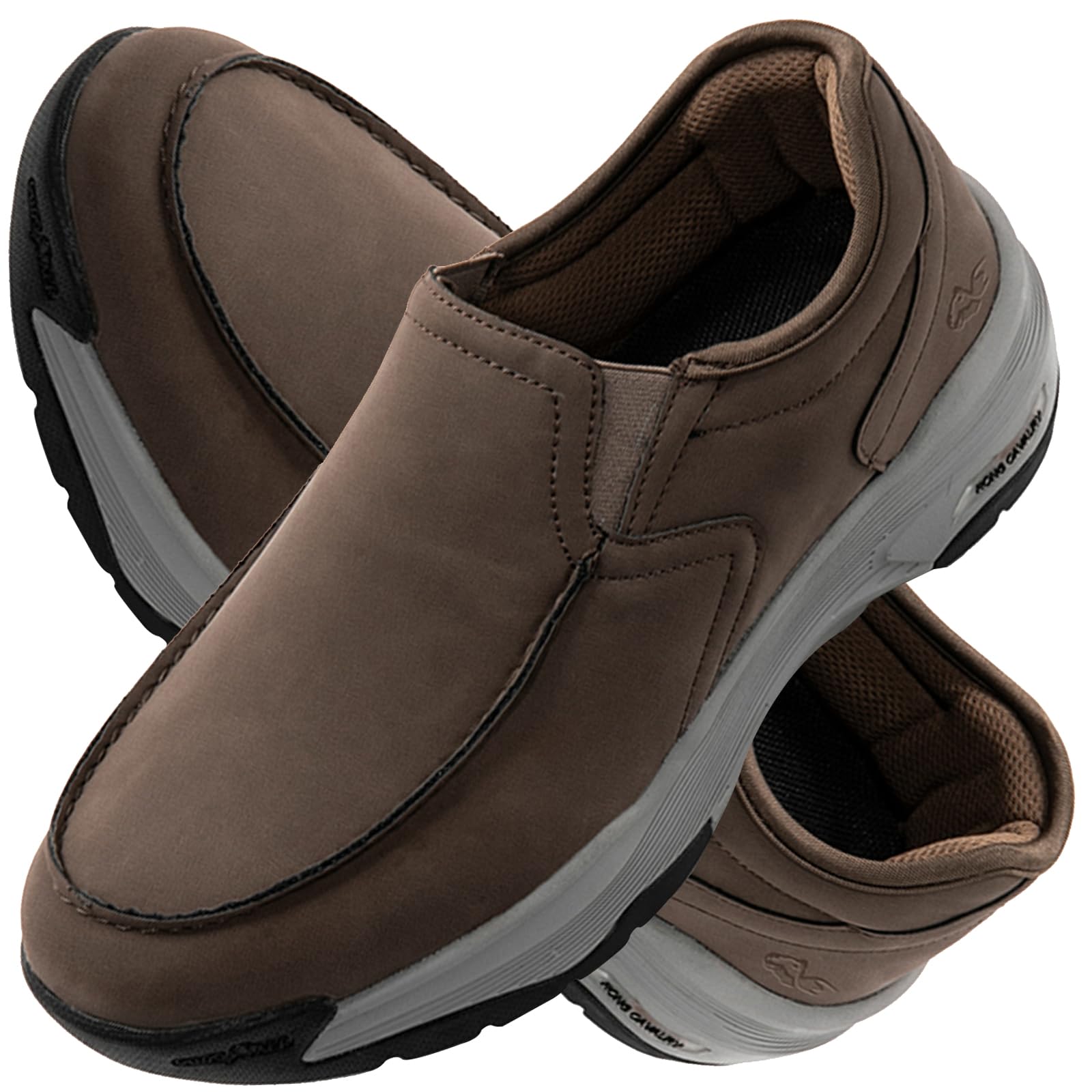 AEHO Herren Slip On Schuhe Mokassins Ohne Schnürsenkel Leichte Sportschuhe Leicht Freizeitschuhe Leder Fitness Schuhe Turnschuhe Outdoor Fashion Laufschuhe,Braun,47/285mm