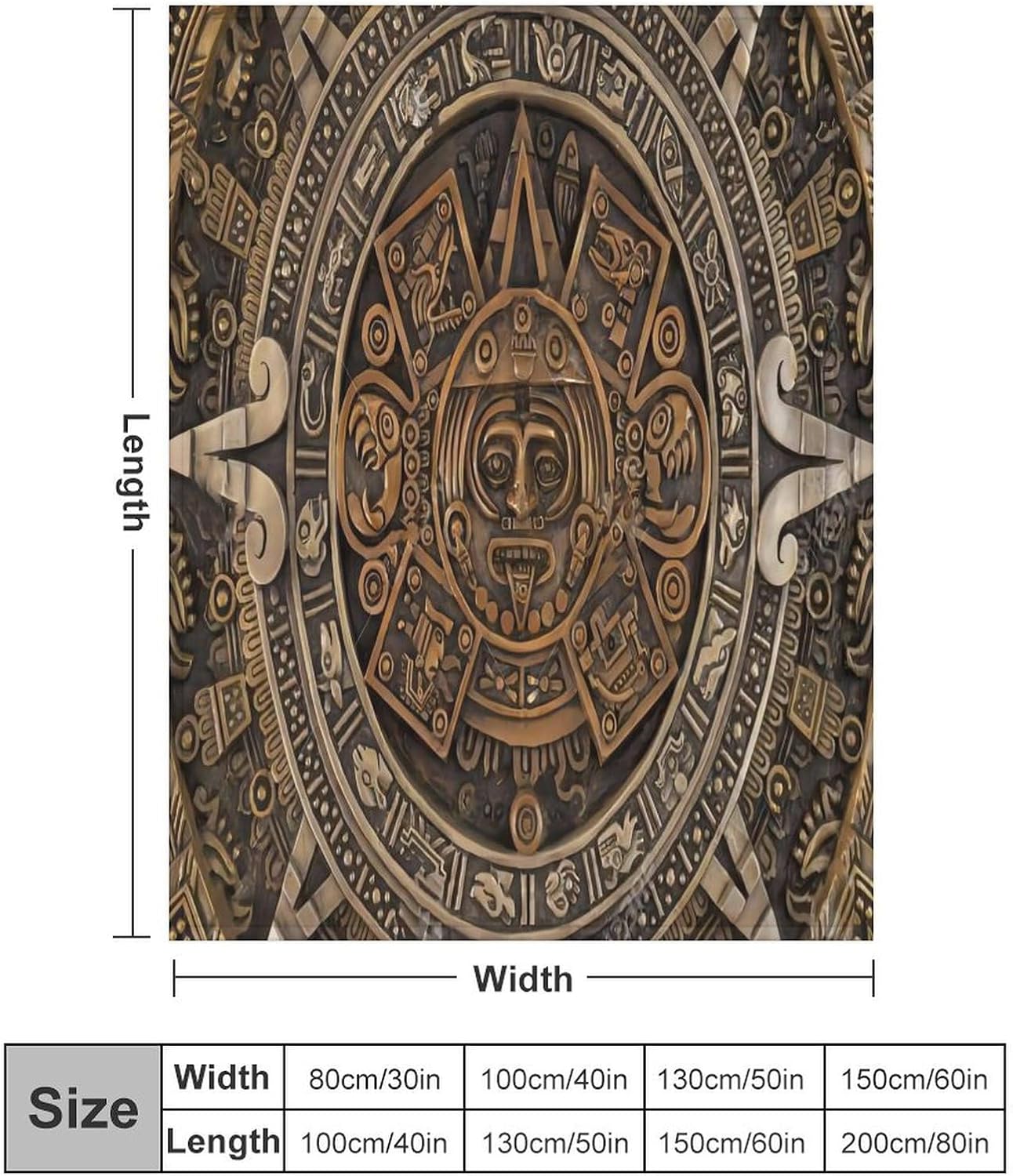 Ancient Aztec Calendar Blanket Soft and Warm Throw Digitally Printed Super Soft Micro Plush Blanket for Sofa Bed Living Room 60""x80"".