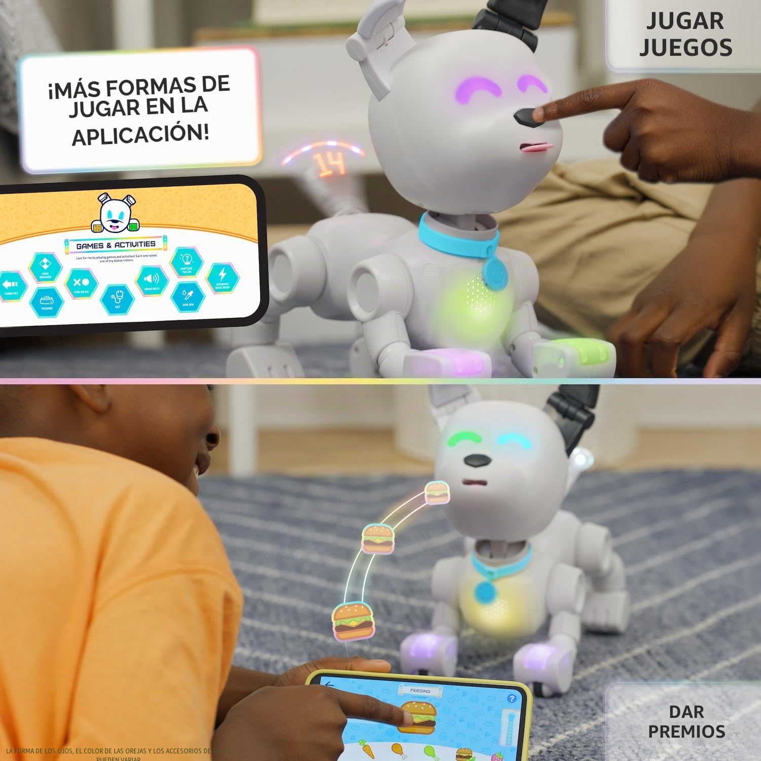 Perro Robot Interactivo Dog-E con Luces LED Coloridas, más de 200 Sonidos y reacciones, Conectado a una aplicación (a Partir de 6 años)