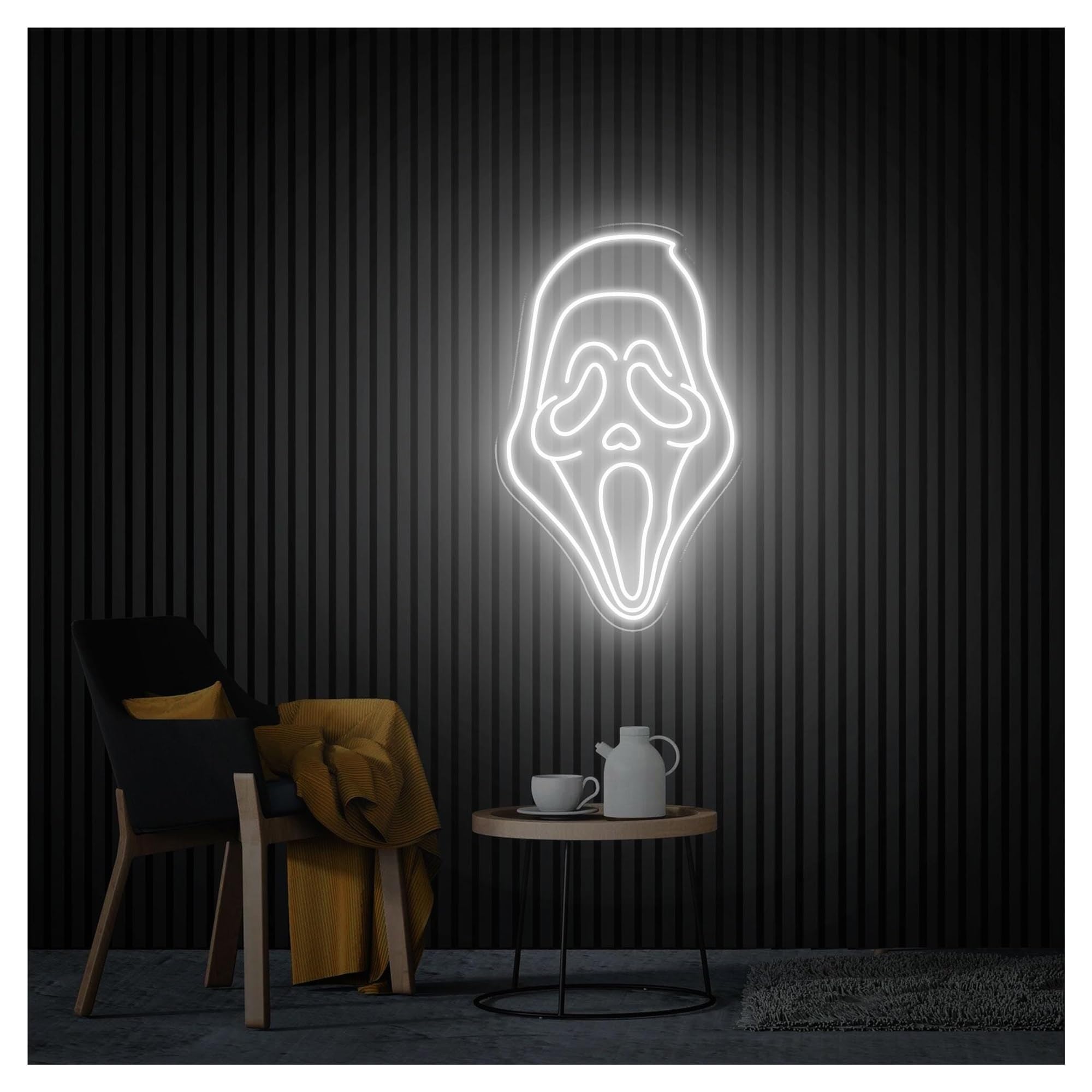 RONGCH Hanging Art Signs Ghost Neon Sign,Suitable for Game Room, Haunted House Decor with Dimmable 31cmx50cm(B)