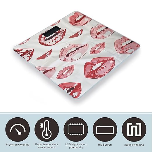 Báscula Digital Corporal de Baño Patrón Labios Rojos miniatura 3