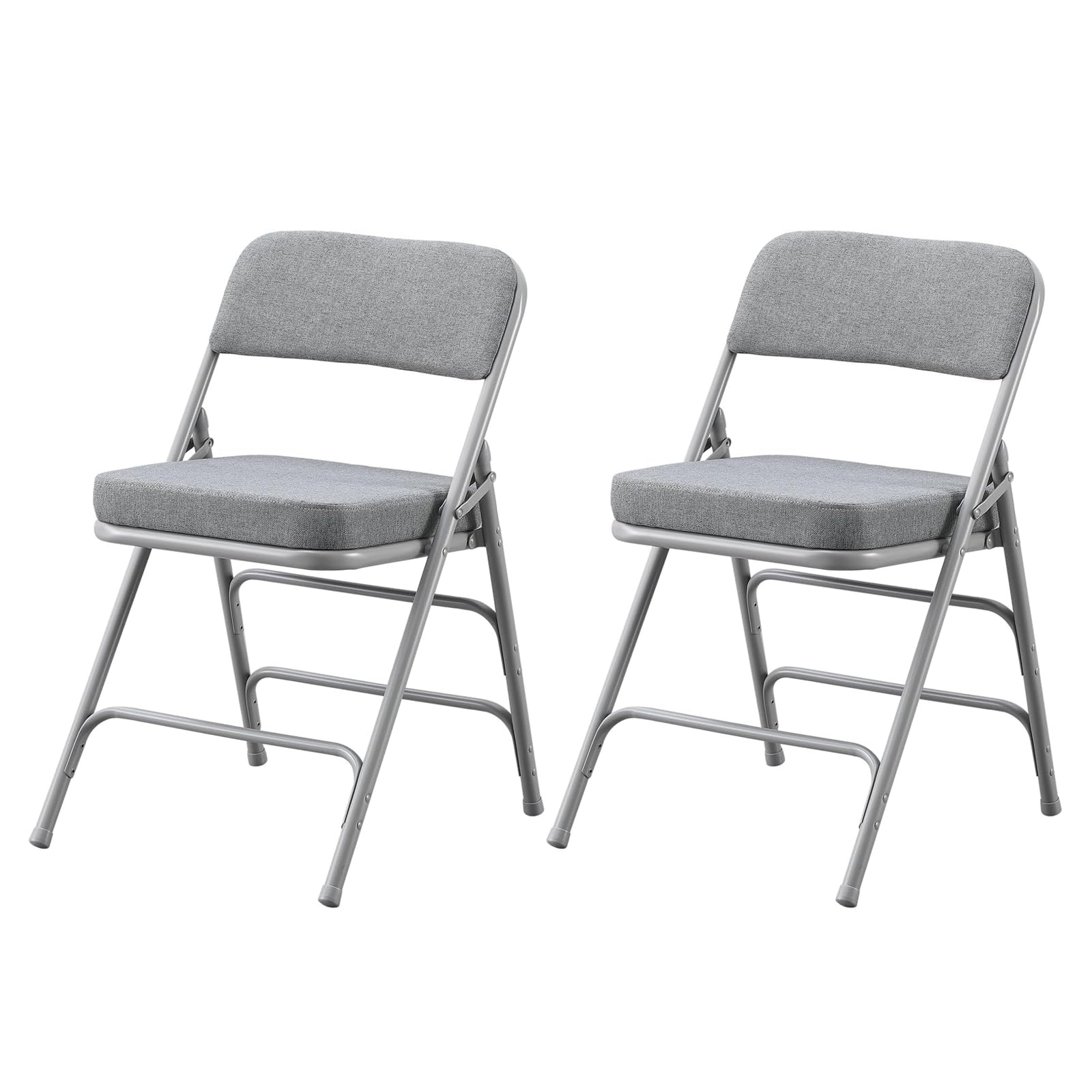 BOOSDEN Sedia pieghevole imbottita con cuscino spesso, 2 pezzi, resistente sedia pieghevole in metallo, per esterni, interni, cibo e feste, colore: grigio