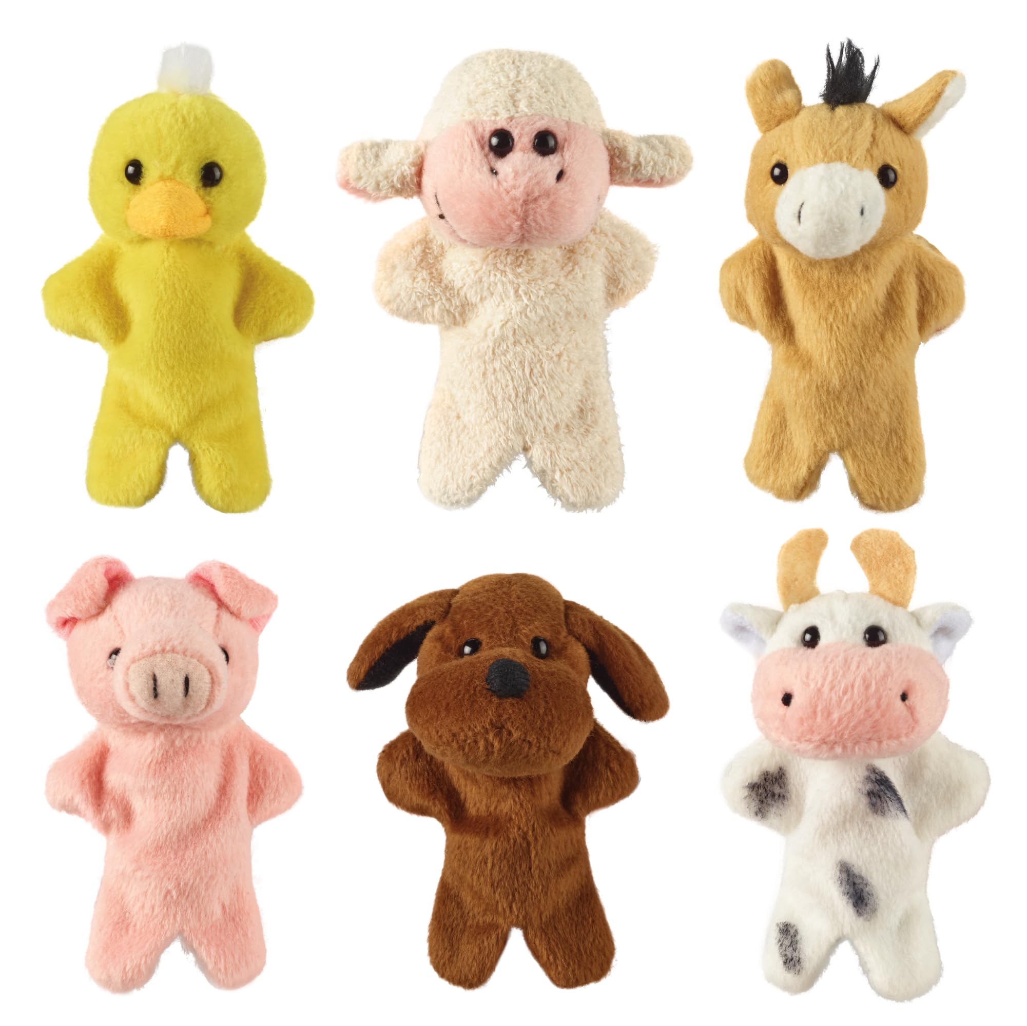 Living Nature Farm Finger Puppets, 6 x Realistic Mini Cuddly Farm Finger Puppet Toys, Naturli Eco-Friendly Plushies, 9cm