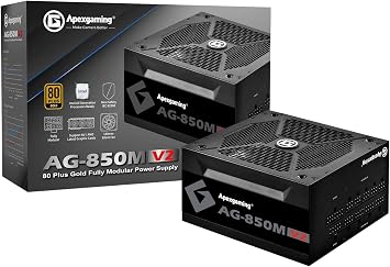 Apexgaming AG Series 80 PLUS GOLD Certified 850W Full Plug-in ATX Power Supply PSU AG-850M-V2-JP PSE Cable 850W