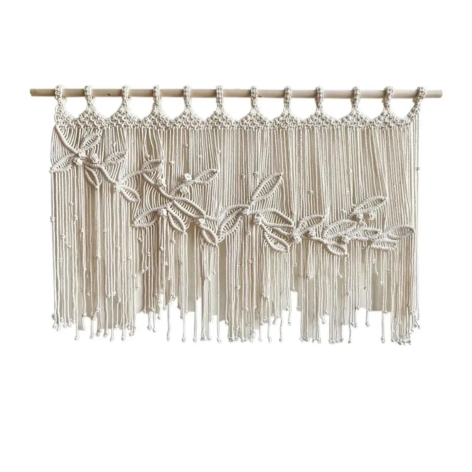 GOXQIT 1 Pcs Macrame Leaves Tapestries Window Door Curtain Wall Hanging Decoration Handwoven Tassel For Home