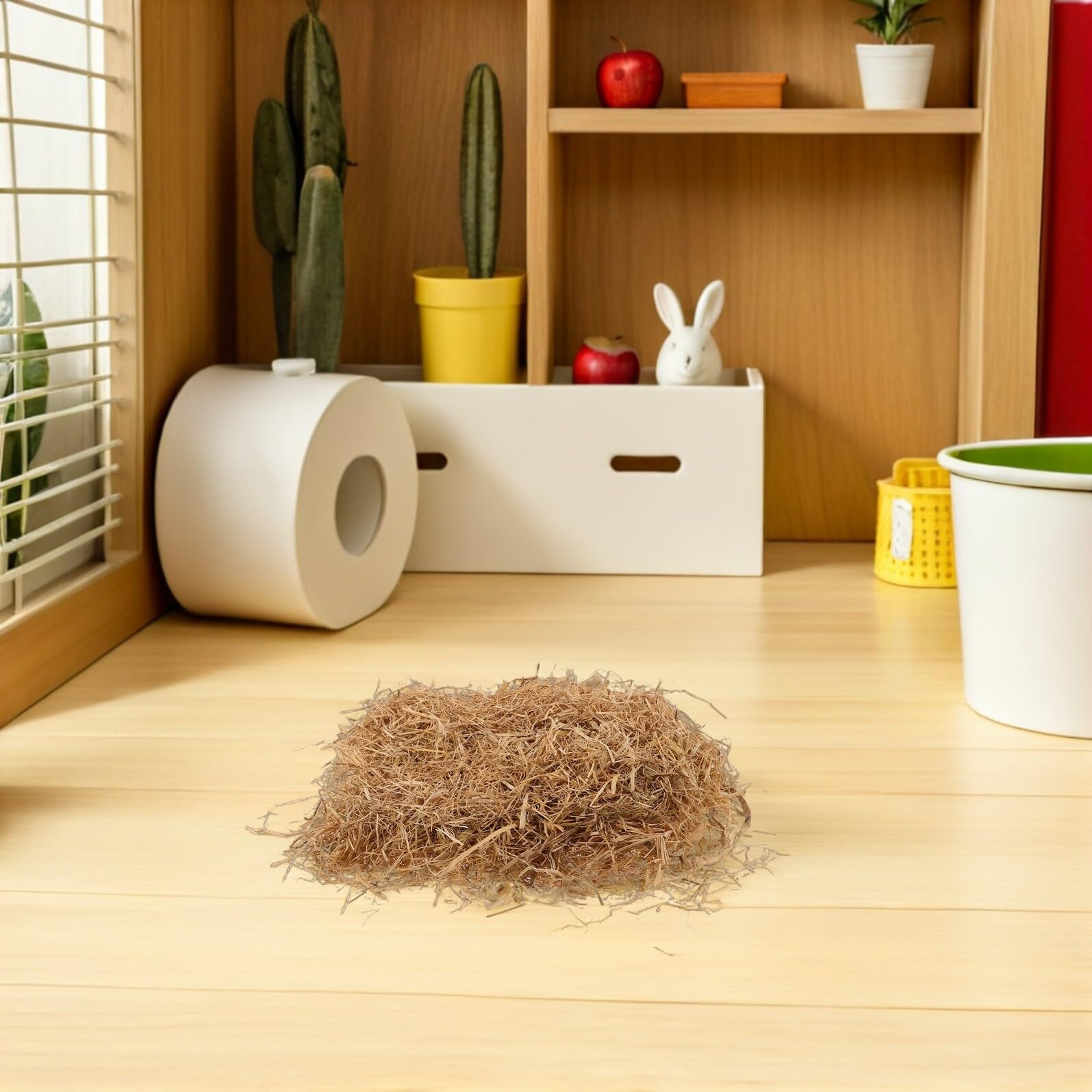 Hase legt Nest wiederverwendbare Hasen-Legeunterlagen Nistkästen-Pads Hasennest-Nistmaterial Hasen-Nistunterlage Nistpolster aus Stroh Material für Nistunterlagen für Hasen Beige