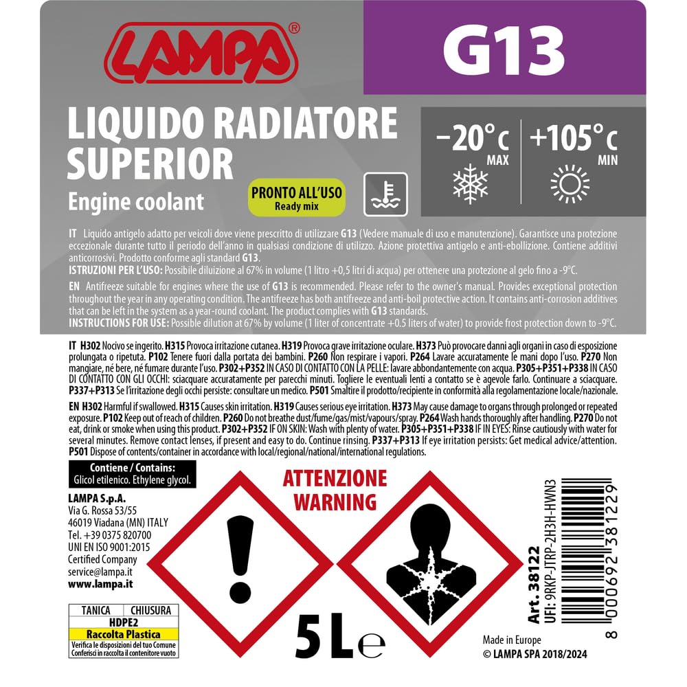 Lampa 38122 Superior-Viola G13, Liquido antigelo radiatore (-20°C) - 5 L