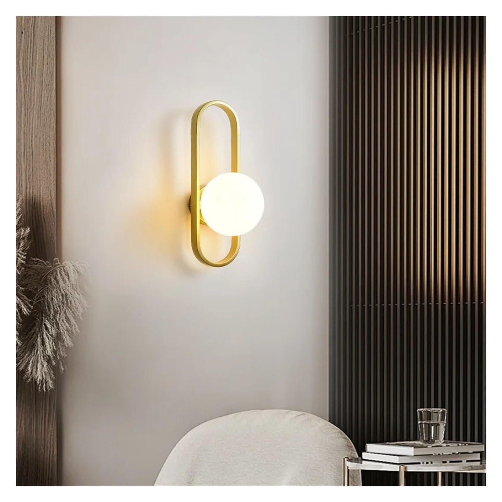 CWCQGH E27 LED Wall Sconce Walkway Staircase Corridor Living Room Background Glass Home Design Shades,Gold-A