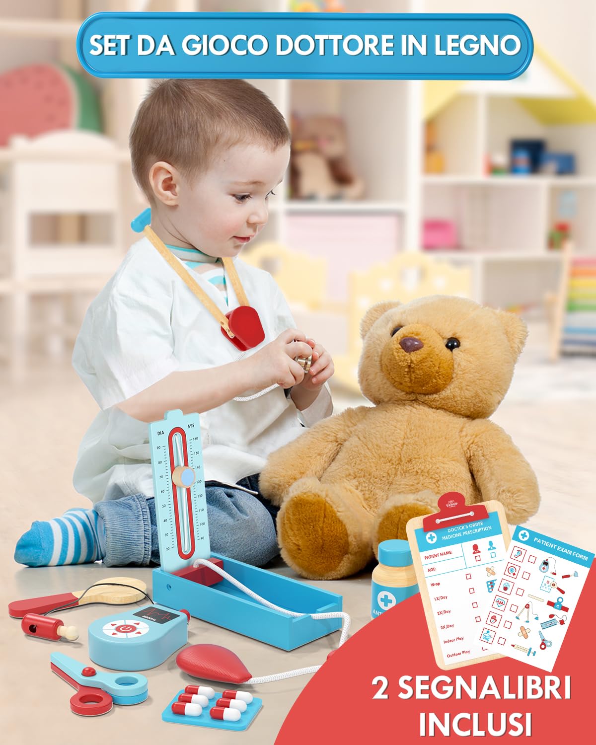 Lehoo Castle Valigetta Dottore bambino Kit Dottoressa Bambina Medico Giochi 3 Anni(Blu)