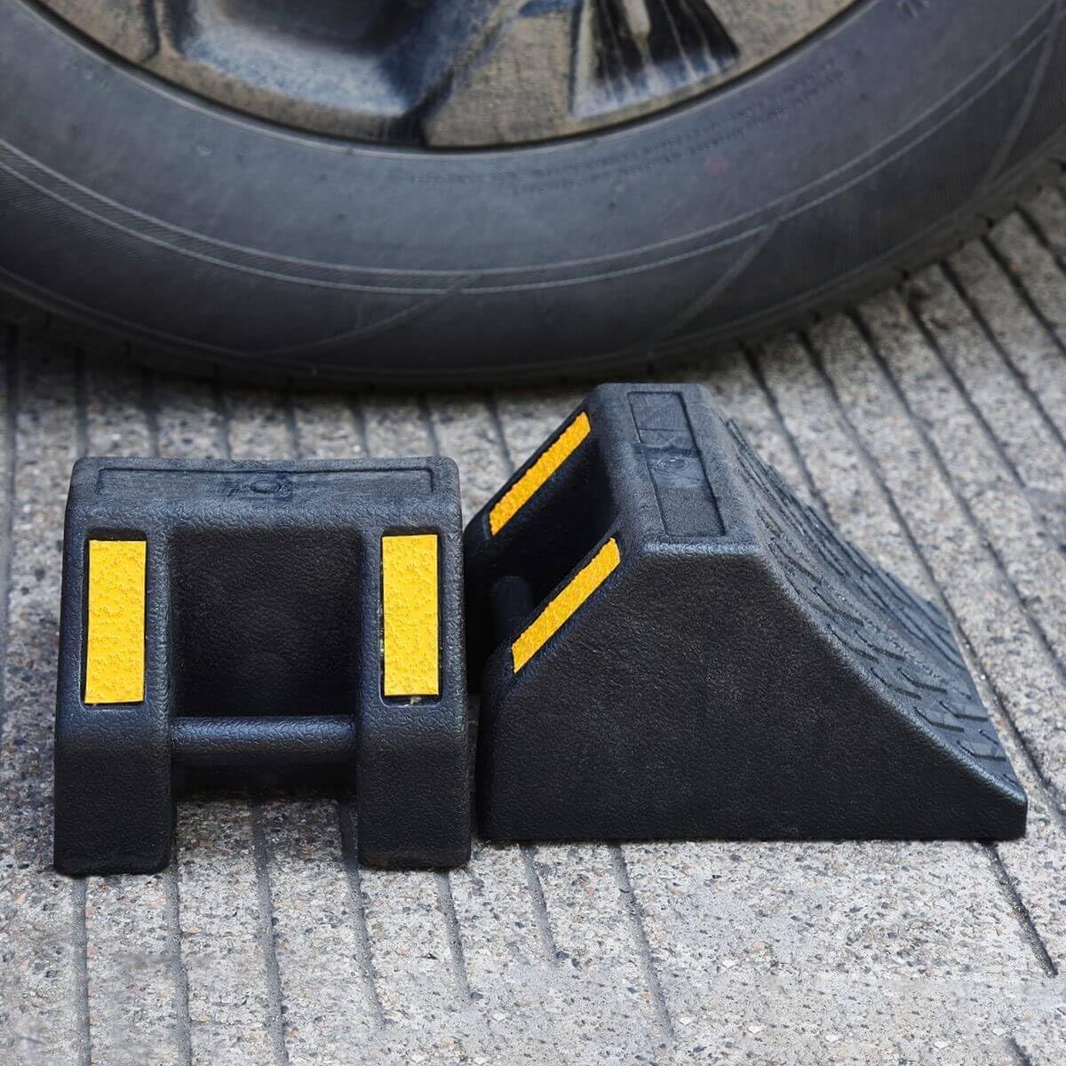 Heavy Duty Rubber Wheel Chocks 8 Packs, Premium Wheel Stopper for Car, Travel Trailers, RV, Truck, and ATV (4 Inch - 8Pack)