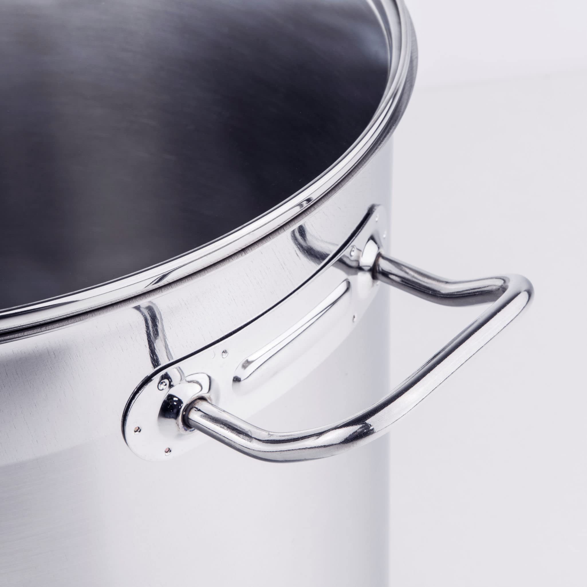 Olla XXL de Acero Inoxidable Con Tapa de Cristal - 20 L / 30 x 28 cm - Universal Con Base de Aluminio - Multiusos Para Cocina y Horno, Apta Para Lavavajillas - Plata