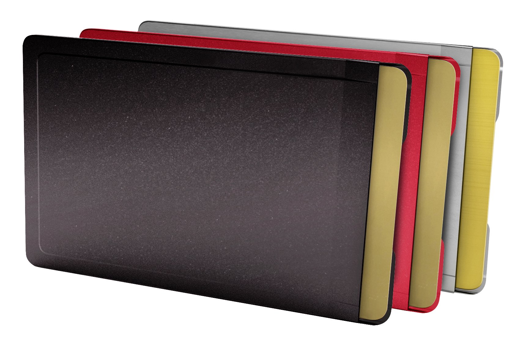 CardTresor Color Kartenschutzhülle aus Edelstahl, 3er-Set rot, schwarz, Edelstahl, RFID/NFC-Schutz