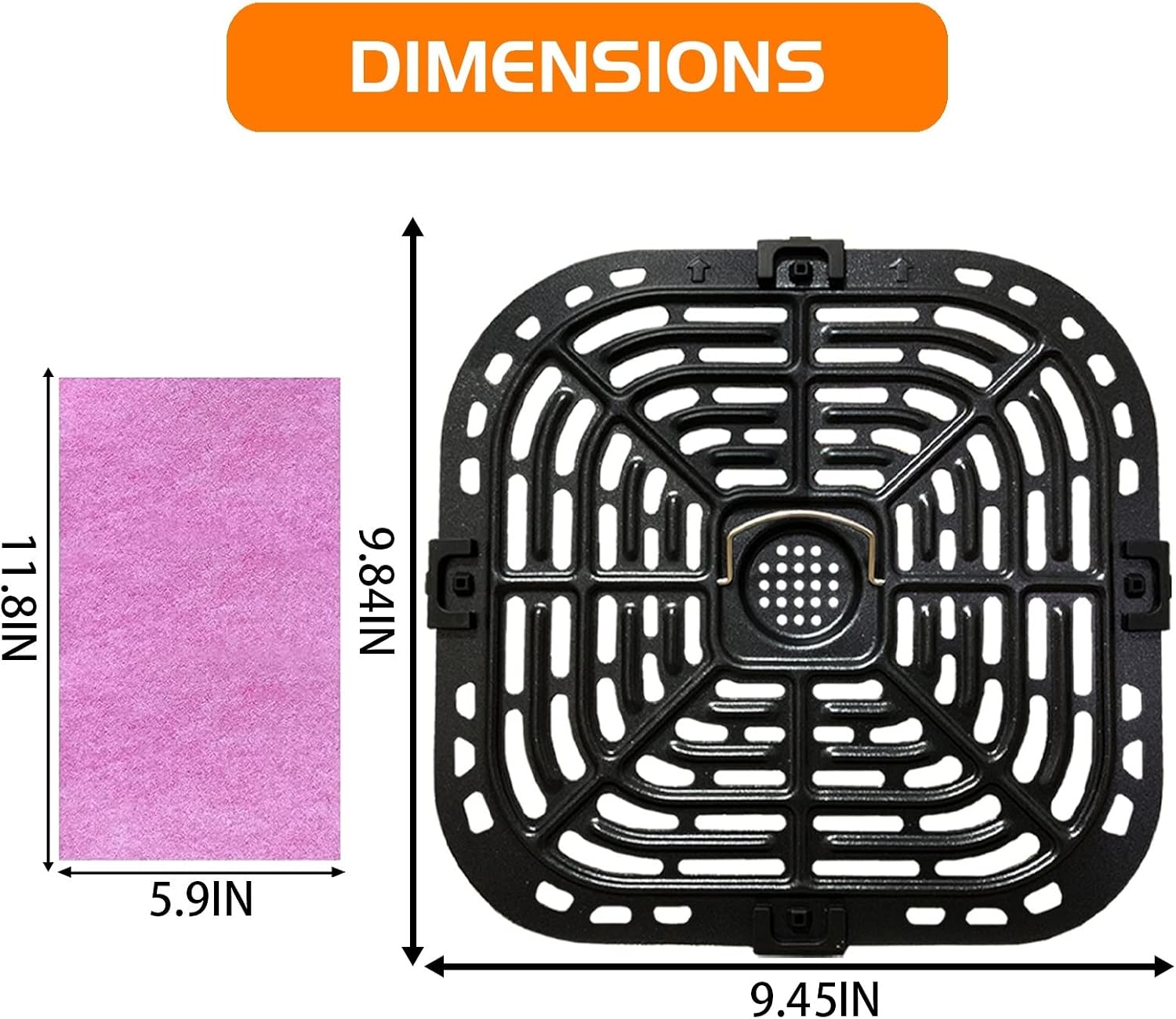 Air Fryer Grill Plate for Instant Pot Vortex Plus 6 in 1 6 QT XL Air Fryers, Upgraded Air Fryer Grill Pan Crisper Tray Replacement Parts with Rubber Feet for Instants, Non-Stick, Dishwasher Safe