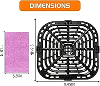 Vista 6 de Air Fryer Grill Plate for Instant Pot Vortex Plus 6 in 1 6 QT XL Air Fryers, Upgraded Air Fryer Grill Pan Crisper Tray Replacement Parts with Rubber