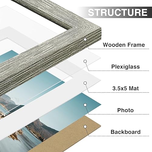 Vista 150 de Vittanly - Juego de 9 portarretratos, plexiglás resistente a rupturas, exhibe fotos de 12 x 12 pulgadas o, con paspartú, de 8 x 8 pulgadas, marcos