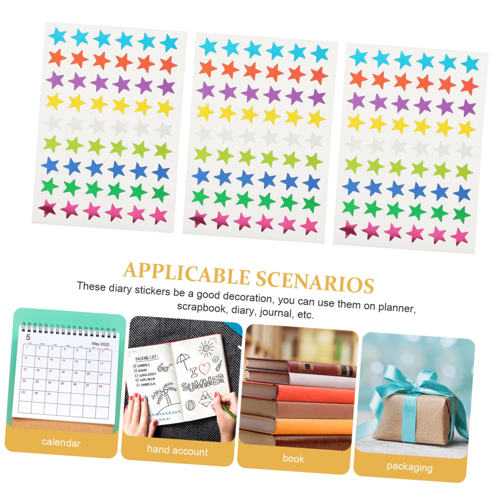 NUOBESTY 250hojas Pegatinas Autoadhesivas De Estrellas Para Scrapbooking De Stickers Coloridos Para Decoración De y Álbumes Para Manualidades y Proyectos
