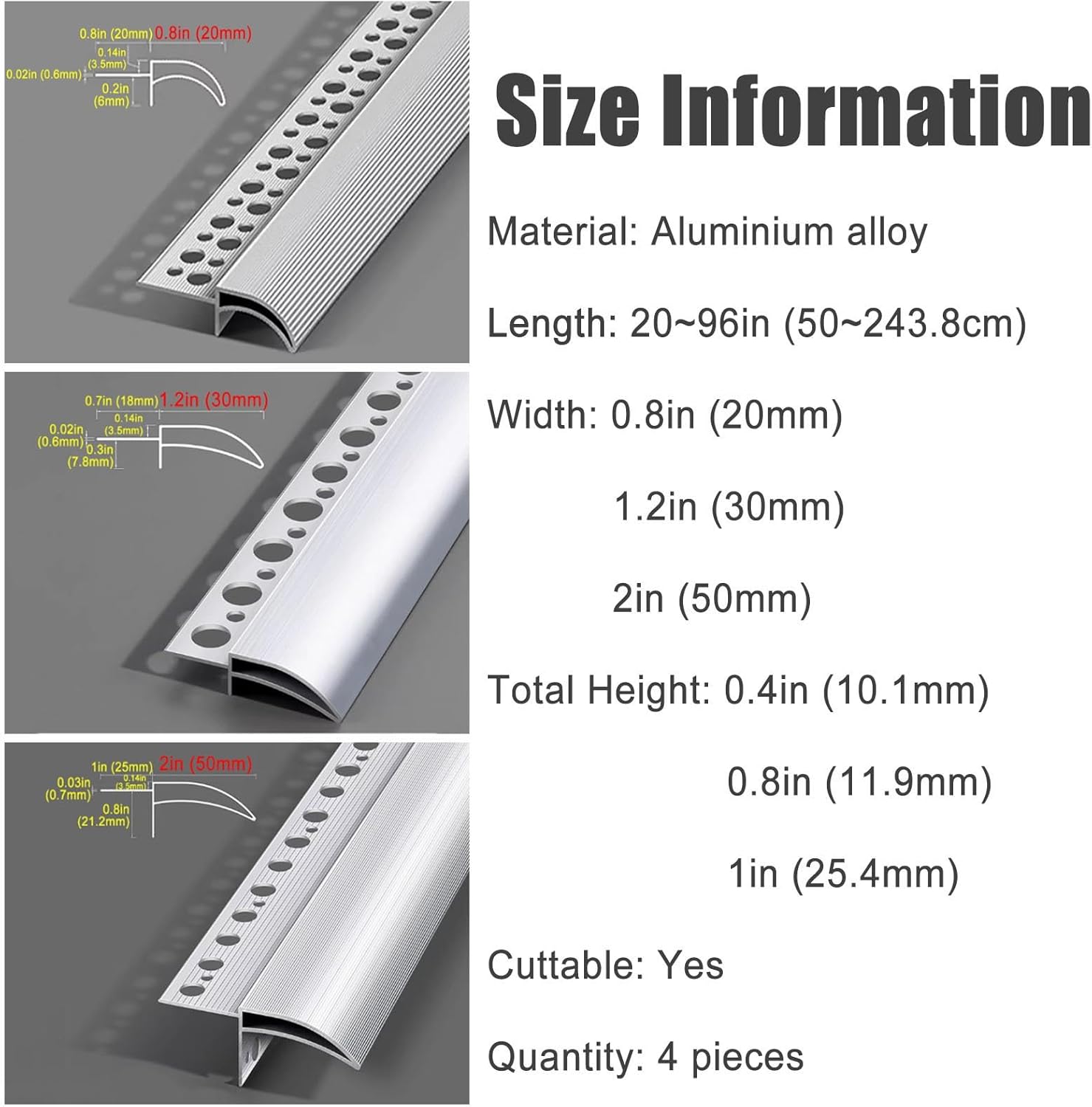 Cuttable Eagle Beak Rain Diverter Strip 4 PCS, Curved Eaves Drip Line Roof Deflector for Windowsills, Aluminum Eave Drip Molding Eave Drop Wire(W 1.2 in L 80 in)