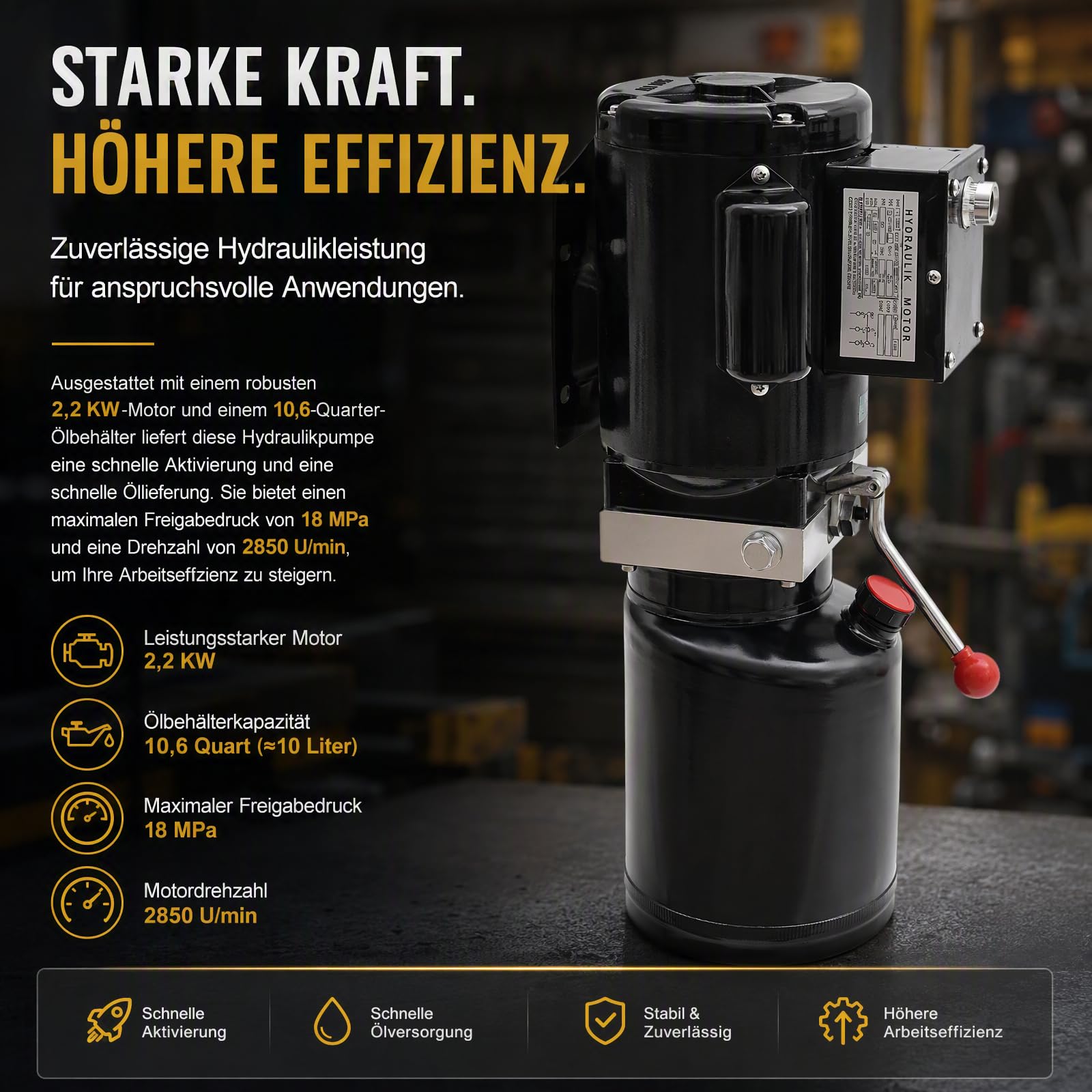 10L Hydraulisches Aggregat, 2.2KW 220V Hydraulikpumpe Elektrohydraulische Pump Hydraulikaggregat Hydraulisches Aggregat Hydraulische Hubaggregat für Autoaufzüge verwendet Entladung