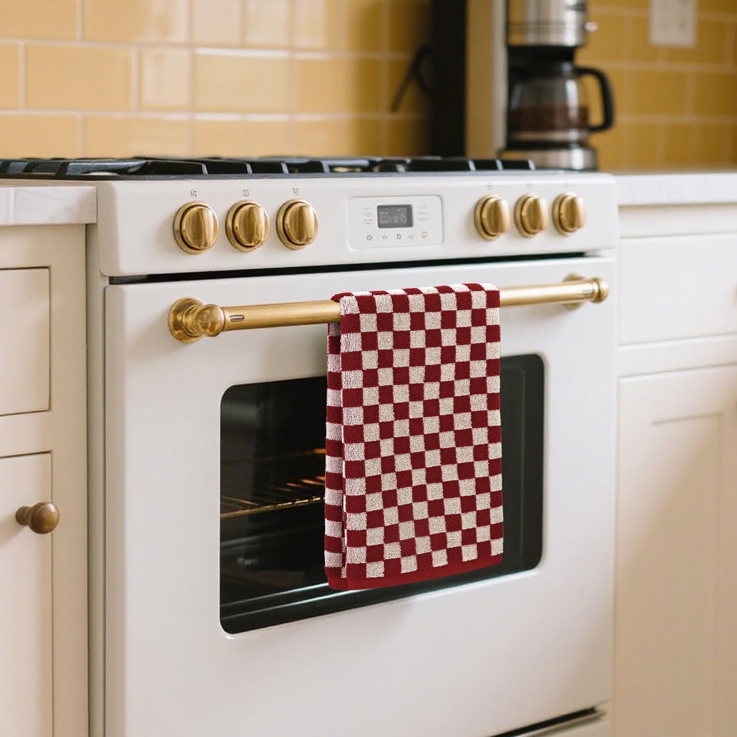 Jacquotha Red Hand Towels for Bathroom Set of 4 - Cute Checkered Hand Towel for Farmhouse Retro Guest Room & Kitchen Decor, Lightweight Cotton, 29” x 13” - Image 3