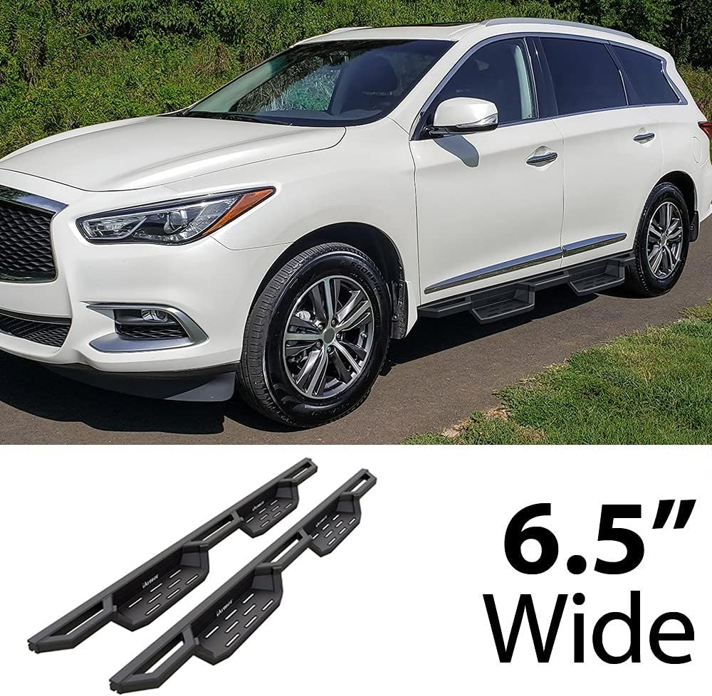HD Ridez Aluminum Pocket Drop Steps Armor Compatible with Nissan Pathfinder 2013-2021 (Exclude Platinum) & Infiniti QX60 2013-2016 (Nerf Bar Side Steps Side Bars)