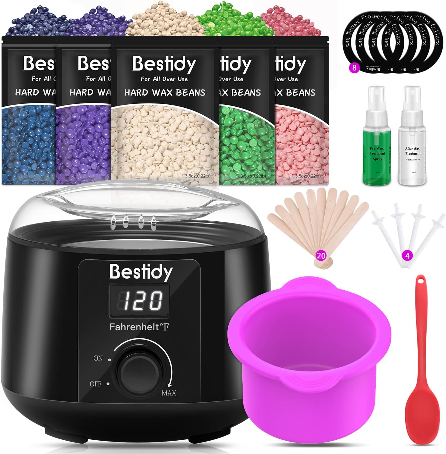 Bestidy Waxing Kit for Women and Men Home Wax Warmer with Hard Wax