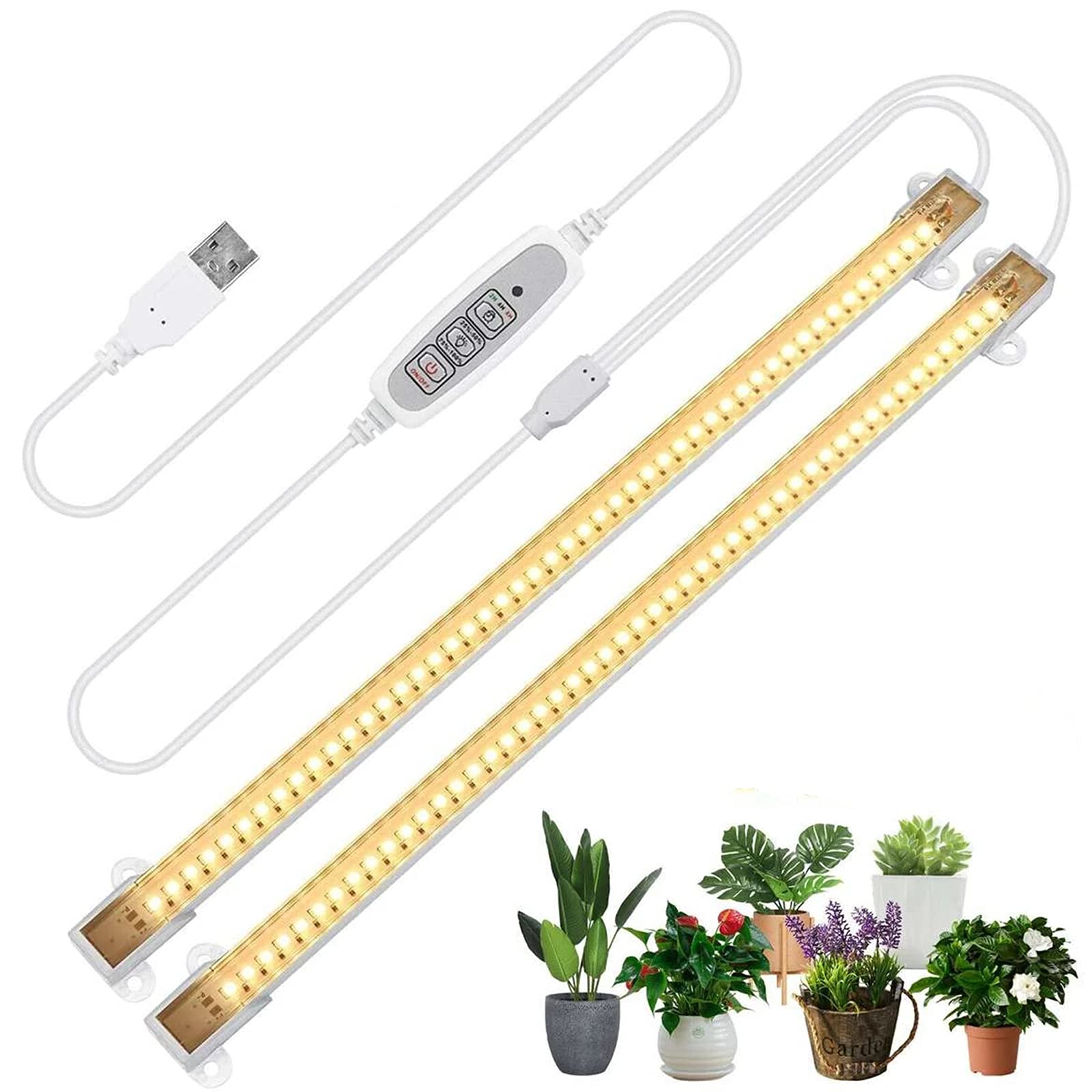 100W USB LED Grow Light Strips Full Spectrum Timer Warm Led Bars For Plants Phyto Lamp Phytolamp Grow With Power Adapter(2Pcs)