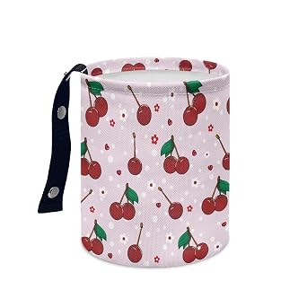 Red Cherry Car Trash Bag, Car Trash Can Hanging and Storage for Front Back Seat, Leak-Proof Car Trash Bin, Adjustable Button