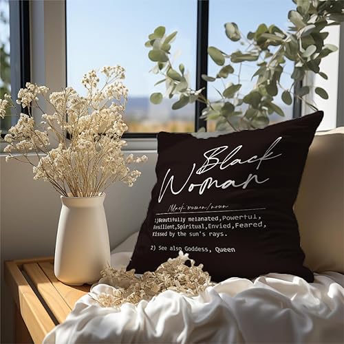 Miniatura 3 de HONLUNG Fundas de almohada negras para mujer, funda de cojín afroamericana para sofá cama, decoración del hogar, regalo para mujeres afroamericanas,
