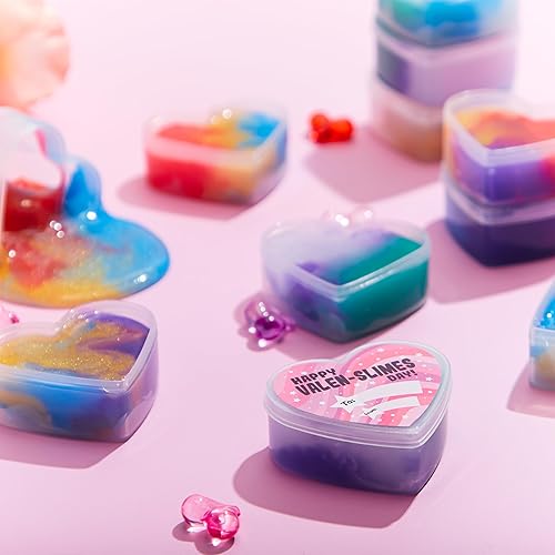 Miniatura 8 de JOYIN Paquete de 28 tarjetas de regalo para el día de San Valentín con Galaxy Slime para aliviar el estrés para niños, tarjetas de intercambio de