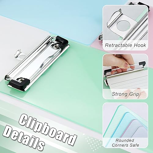 Miniatura 3 de Pralb 12 piezas de mini portapapapeles, bonito portapapeles de tamaño de nota, portapapeles de plástico colorido, 5 x 7 pulgadas, mini transparente