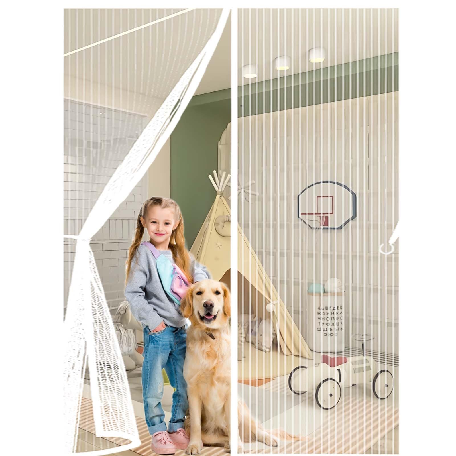 Feijdon White Door Fly Screen 100X210cm(Widthxhigh) Durable, Keeps Bugs Out, Kid And Pet Friendly Fly Insect Screen Door Mesh Curtain Lets Fresh Air In, Hundreds Of Sizes,