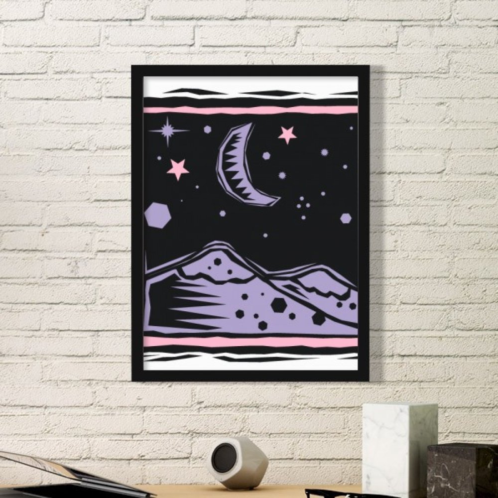 Art prints mexicain lune étoiles avec petit cadre photo noir