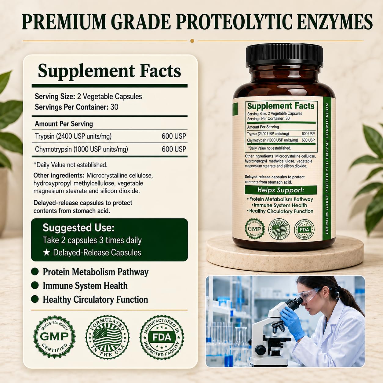 Proteolytic Enzymes, Trypsin & Chymotrypsin- 60 Capsules, Digestive Enzymes — Amazon image 3