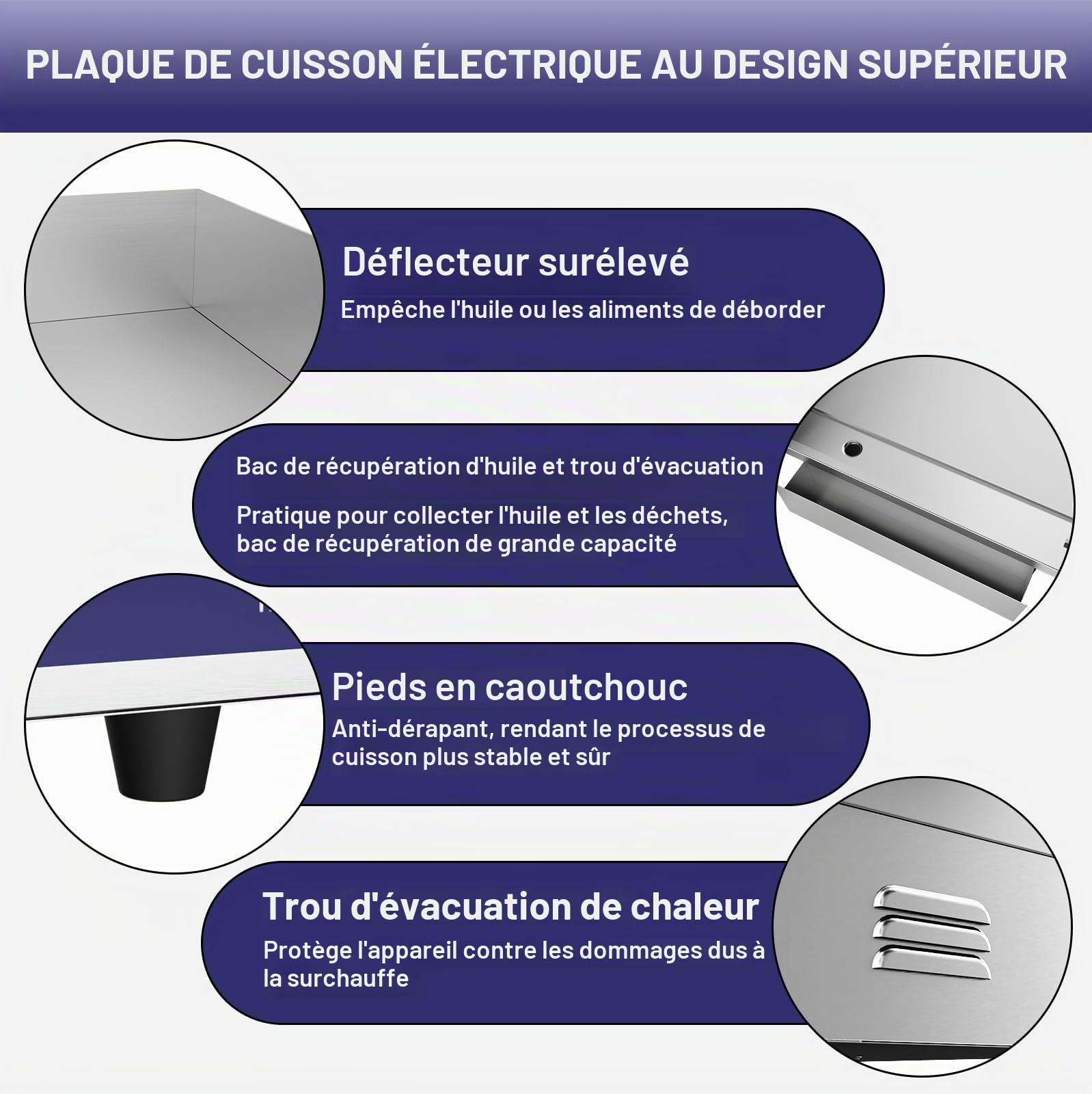 TAIMIKO Plancha Électrique 73cm Plancha Electrique Exterieur 4400w Commercial en Acier Inoxydable Professionnelle Plaque Électrique 2 Pelles et 2 Brosses, Pour Barbecue Restaurant Snack-Bar